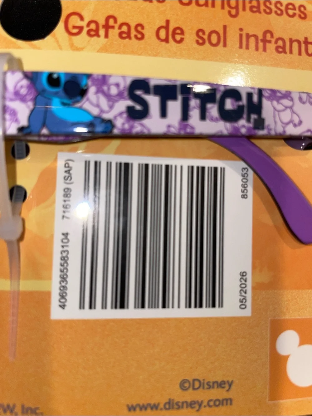Disney Purple Blue Stitch Kids Sunglasses